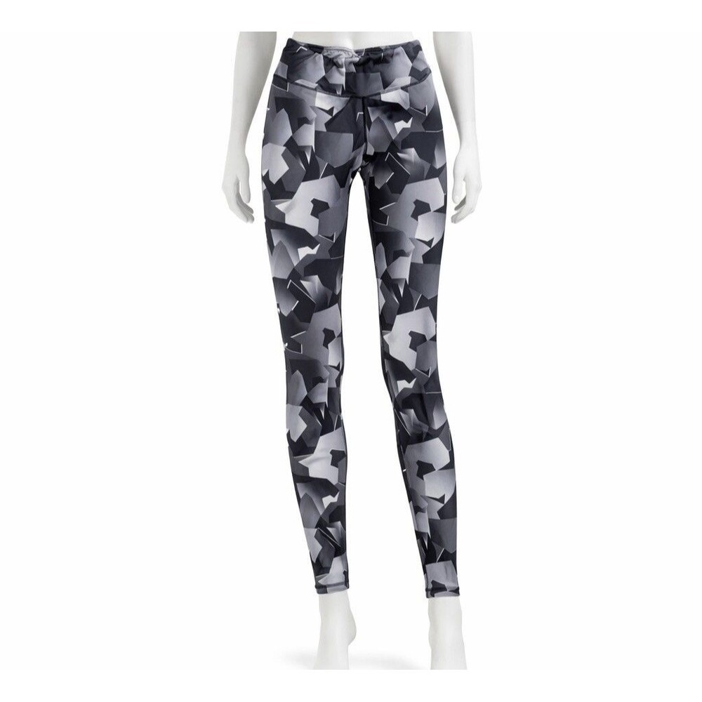 Reebok Geo Camo Leggings M Black Gray Techwear Athleisure Street Style Workout